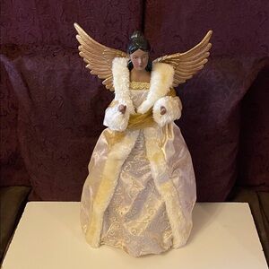 Elegant 17” Christmas Angel tree topper with Gold Wings